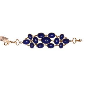 Cache Bracelet Adjustable Blue "LAPIS" Gold Metal 2" Wide Match Top Pant NWT $58